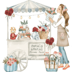 girl with flower cart