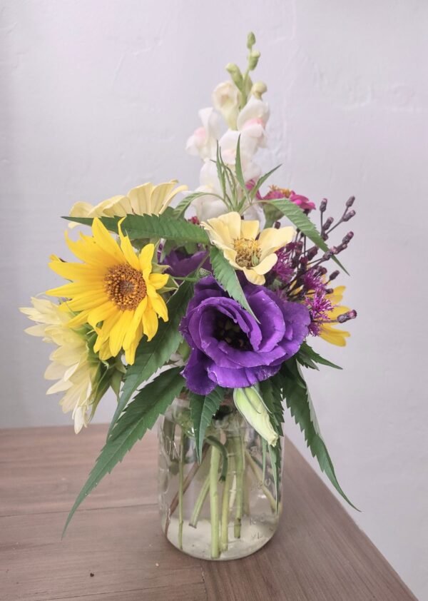 bouquet in mason jar