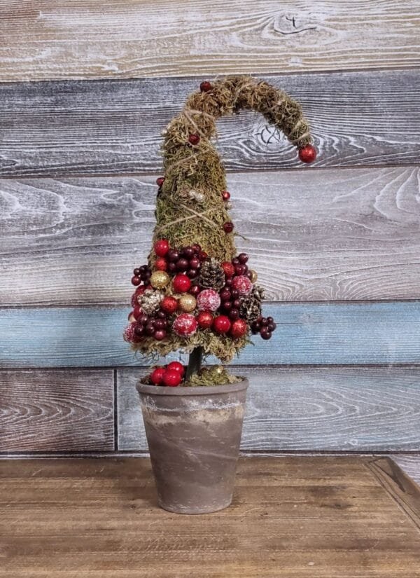 berried christmas tree with moss