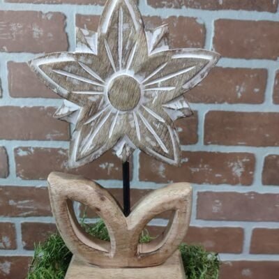 Antiqued & Natural Wooden Flower