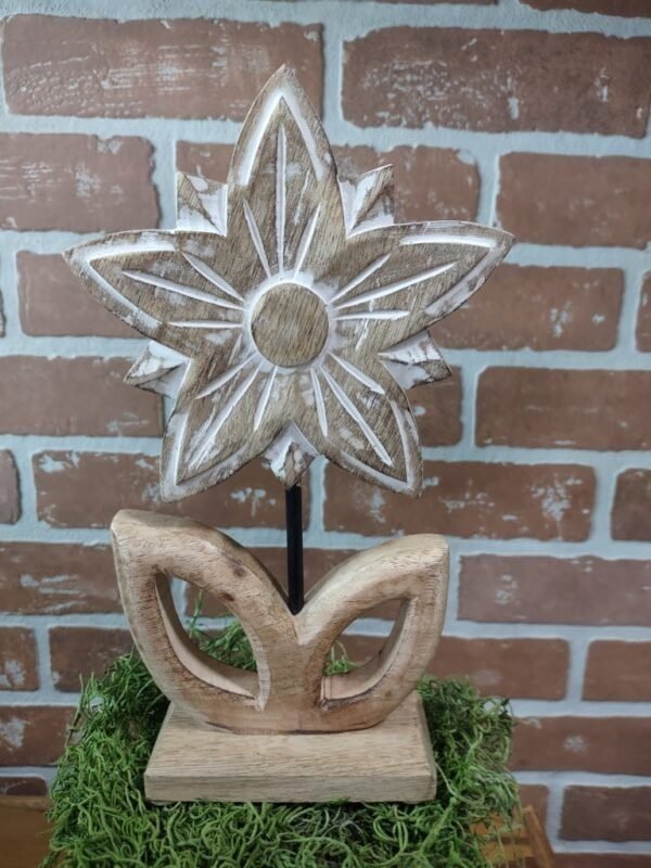 Antiqued & Natural Wooden Flower
