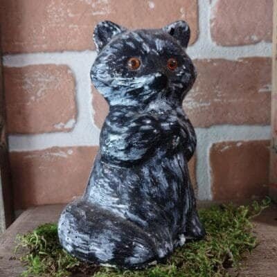 Small Painted Raccoon Statue