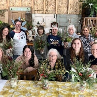 Studetns at christmas mason jar workshop