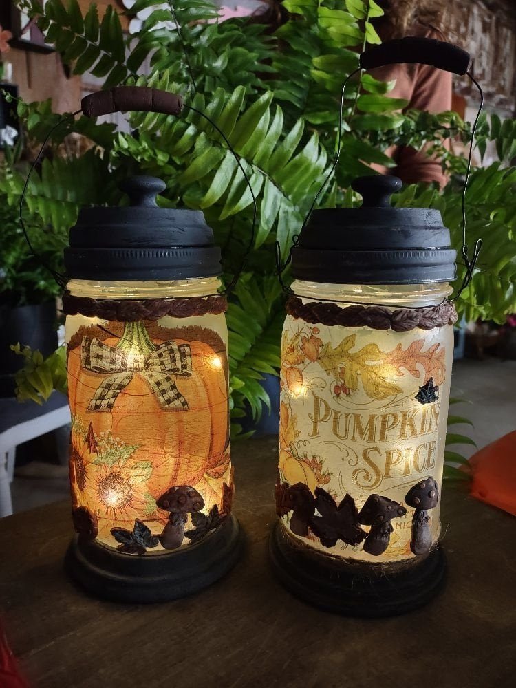 two autumn themed lanterns