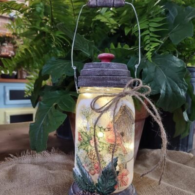 lit up fosted lantern