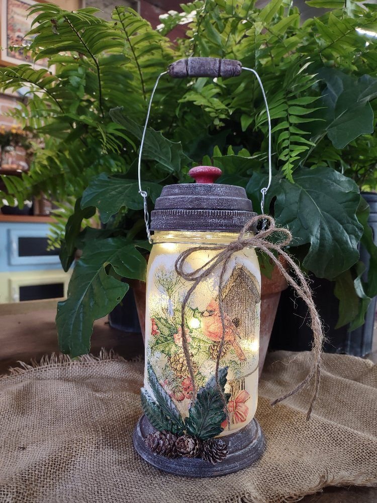 lit up fosted lantern