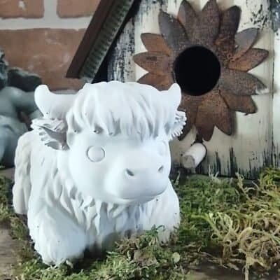 higland cow succulent planter