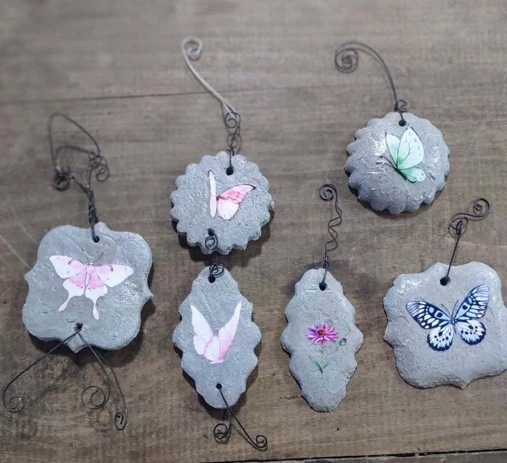 concrete butterfly plaque