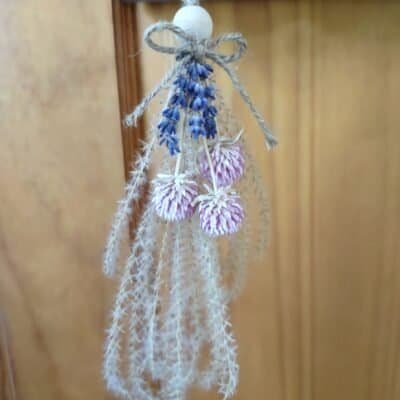 small angel made with dried flowers