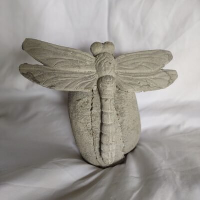 concrete dragonfly on a rock