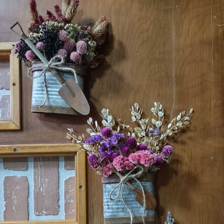 dried florals in a tin