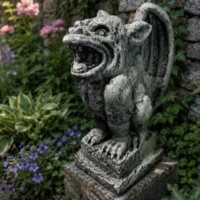 concrete gargoyle that looks mad