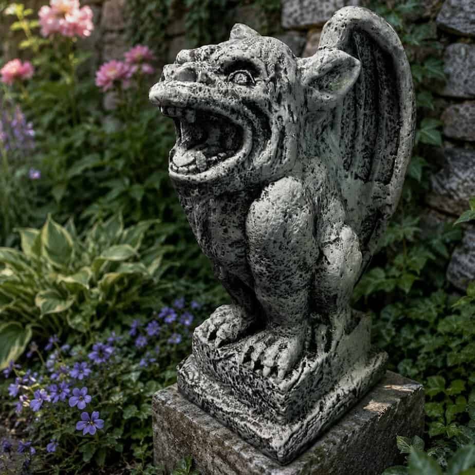 concrete gargoyle that looks mad